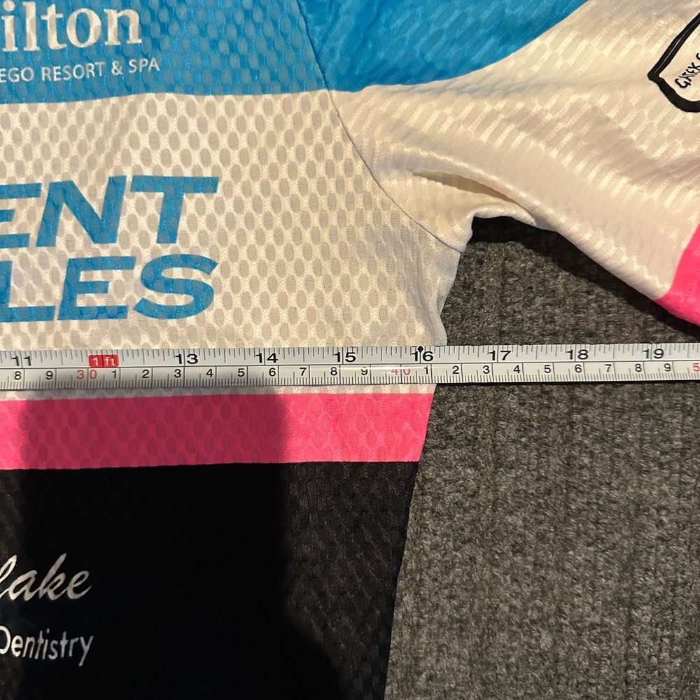Women's Cycling Jersey - Blue, Pink, Black - Picture 7 of 8